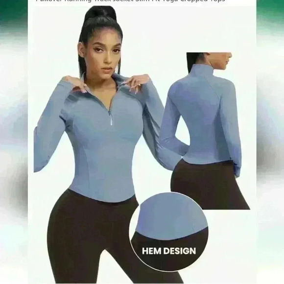 QUEENIEKE Womens Workout Shirt Lightweight Half Zip Pullover Running Track - Picture 2 of 8